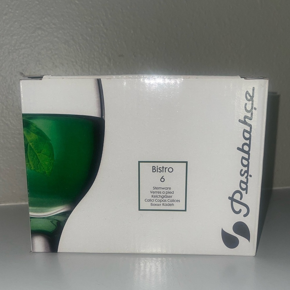 Set of 6 Pasabahce Bistro Stemware Sodalime Clear Glass